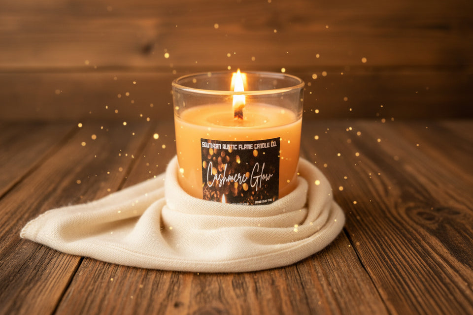 Cashmere Glow – 10oz Straight Sided Glass Candle – Wooden Wick