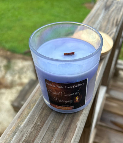 Salted Coconut & Mahogany 10oz Iridescent Jar Candle