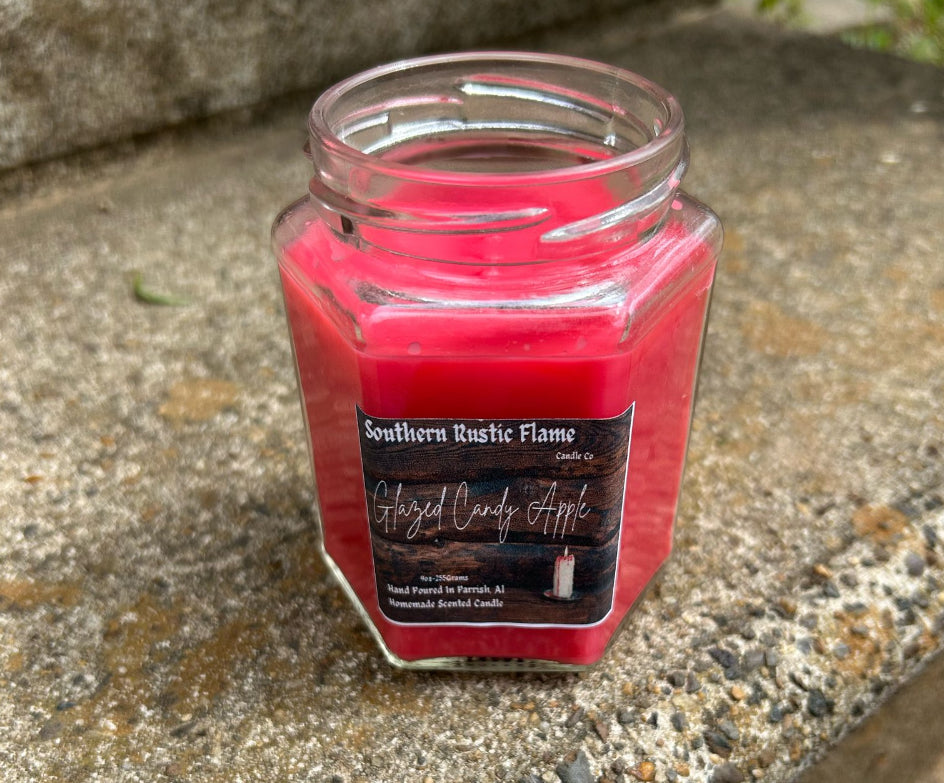 Glazed Candy Apple-9oz Hexagon Jar Candle