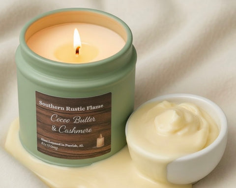 Cocoa Butter Cashmere-9oz-Sage Tin Candle-Cotton Wick-Southern Rustic Candle