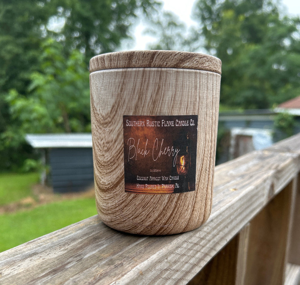 Black Cherry-11oz-Wood Grain Ceramic Candle