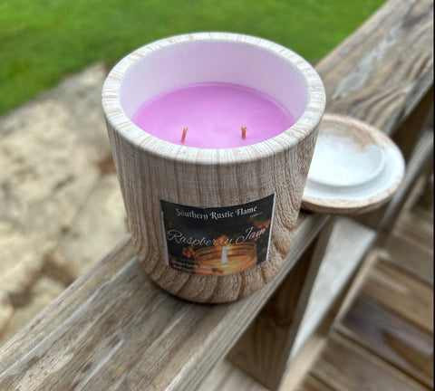 Raspberry Jam-11oz-Wood Grain Ceramic Candle