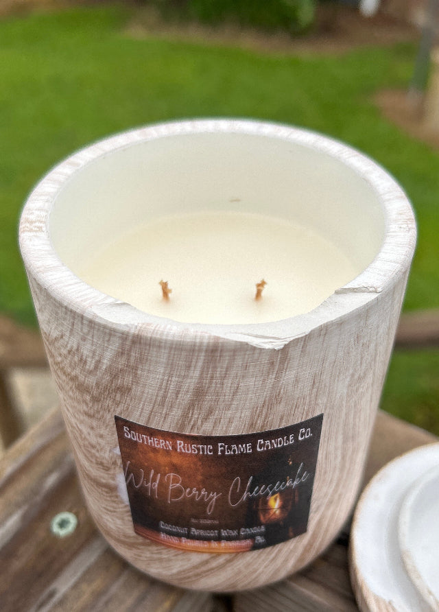 Wild Berry Cheesecake-11oz-Wood Grain Ceramic Candle