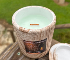 Salted Coconut & Mahogany-11oz-Wood Grain Ceramic Candle