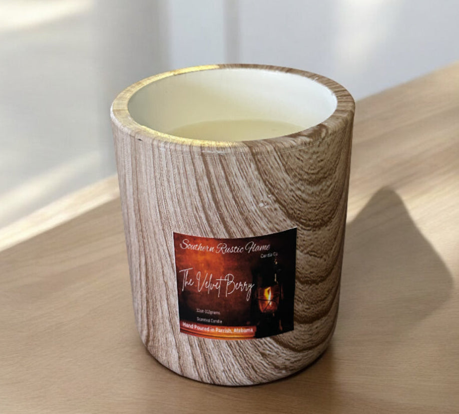 The Velvet Berry-11oz-Wood Grain Ceramic Candle
