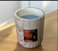 Berry Blue-11oz Wood Grain Ceramic Candle