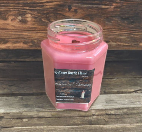 Strawberries & Champagne-9oz-Hexagon Jar Candle