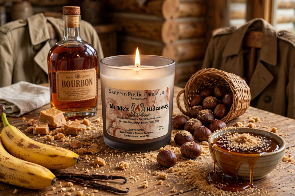 Me-Me’s Hideaway-10oz Frosted Resin Glass- Hand Crafted Scented Candle-The Southern Legacy Collection