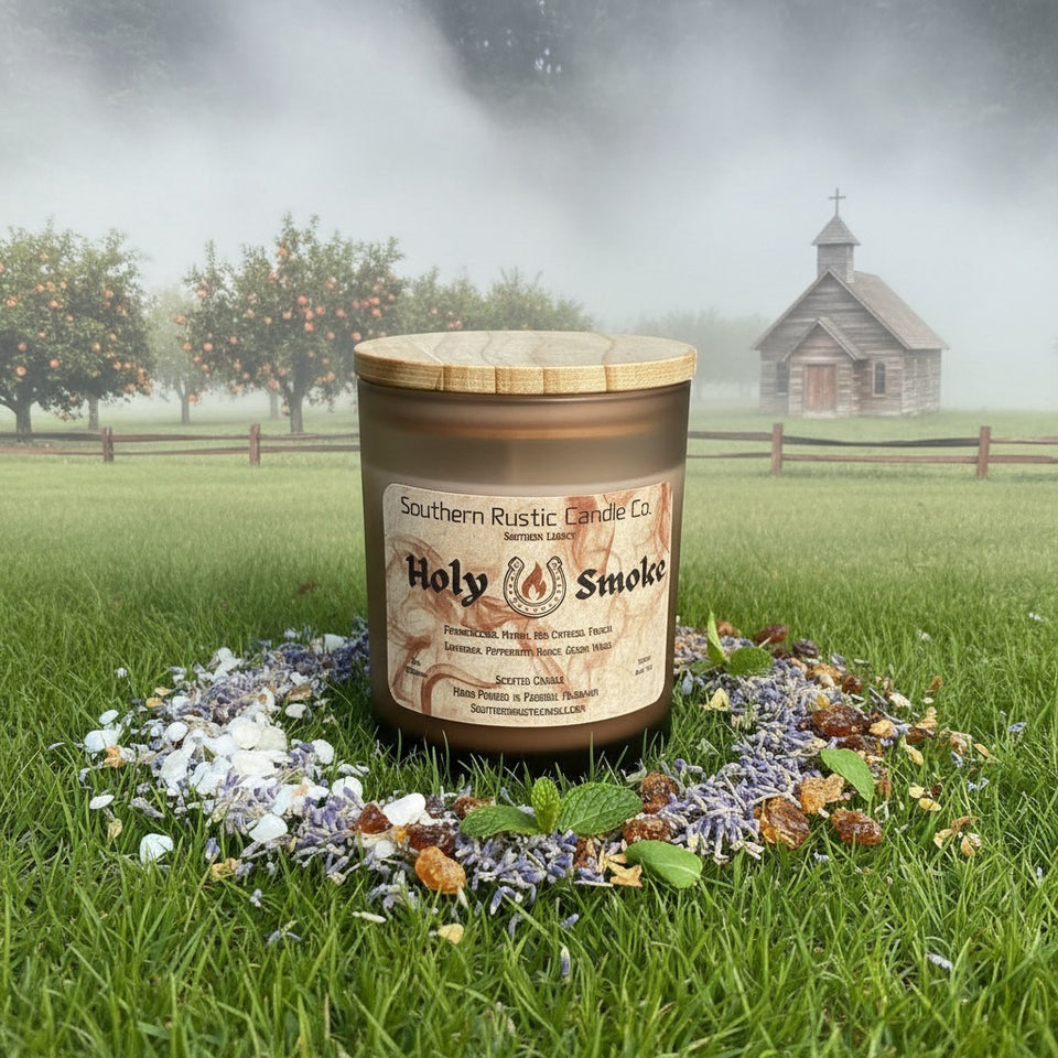 Holy Smoke-10oz-Frosted Amber Resin-Hand-Crafted Scented Candle-The Southern Legacy Collection