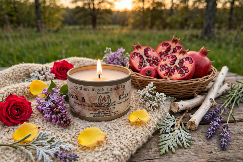 Rebels & Roses-4oz-Champagne Tin Hand-Poured Scented Candle.The Southern Legacy Collection