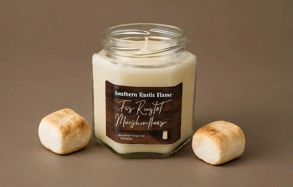 Fire Roasted Marshmallow – 9oz Hexagon Jar Candle – Cotton Wick