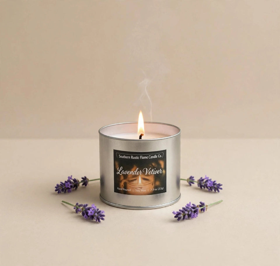 Lavender Vetiver – 7.5oz Paint Tin Candle – Cotton Wick