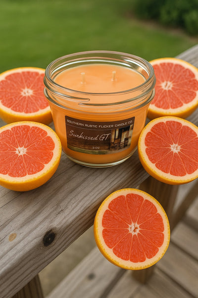 Sun-Kissed Grapefruit-8oz-Mason Jar-Hand Poured Scented Candle