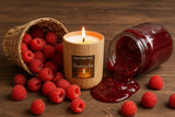 Raspberry Jam – 11oz Wood Grain Ceramic Candle – Double Cotton Wick