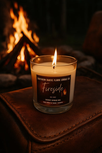 Fireside Soy Candle – Warm and Cozy Scent – Handmade 10oz Jar Candle