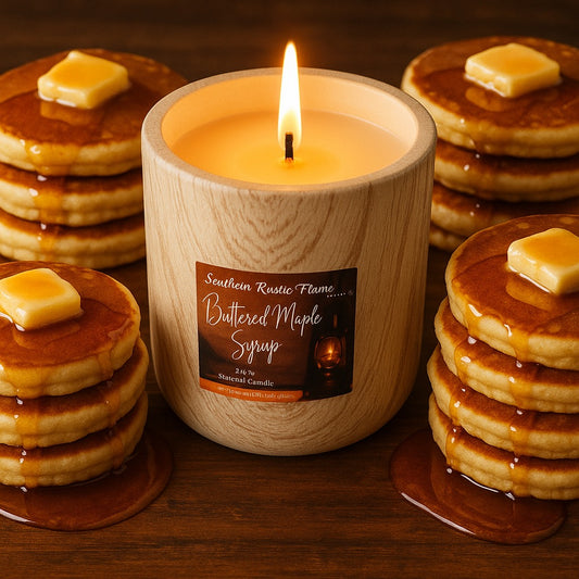 Buttered Maple Syrup-11oz-Wood Grain Ceramic Candle