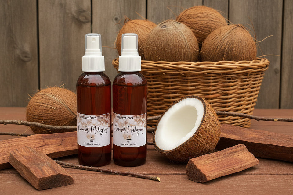 Coconut and Mahogany Scented Room Spray – 8oz Bottle – Tropical Home Fragrance
