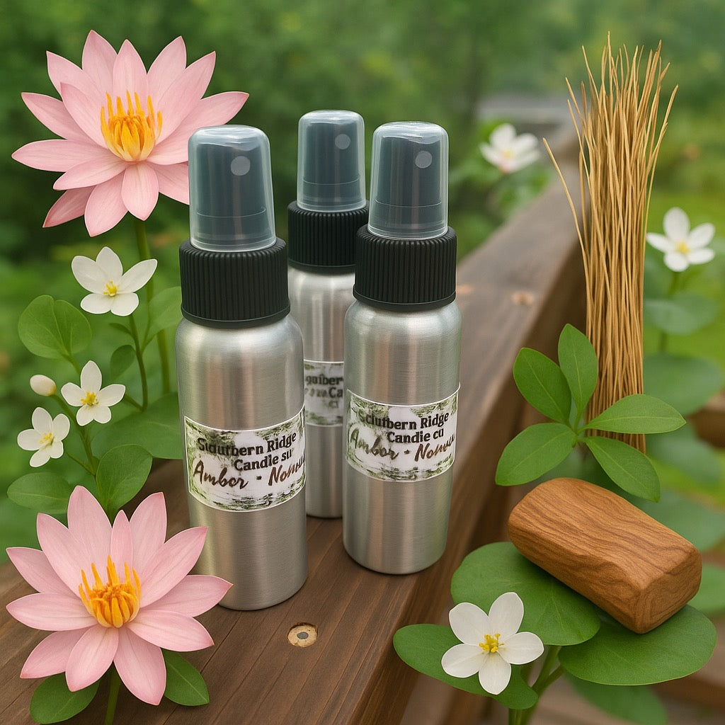 Amber Romance-Room-Linen Spray-Southern Rustic Flame Candle