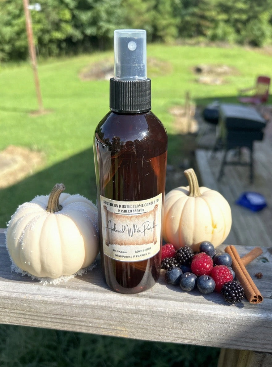 Ambered White Pumpkin-Room-Linen Spray-Southern Rustic Flame Candle