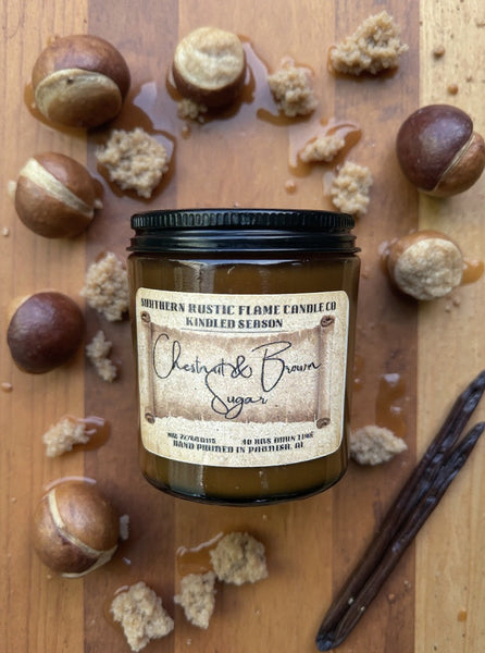 Chestnut & Brown Sugar-8oz -Amber Jar-Candle