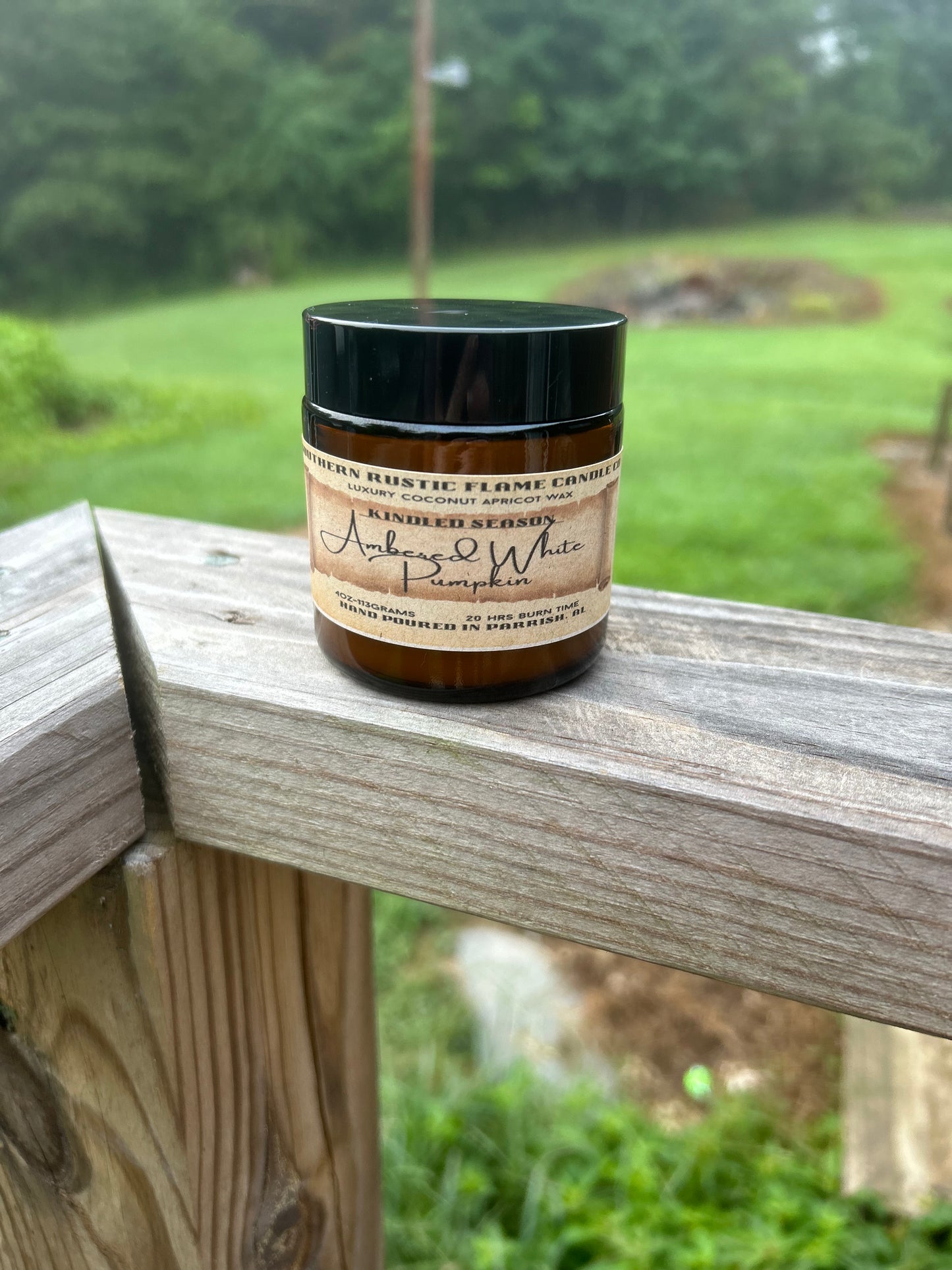 Ambered White Pumpkin-4oz- Amber Jar=Candle