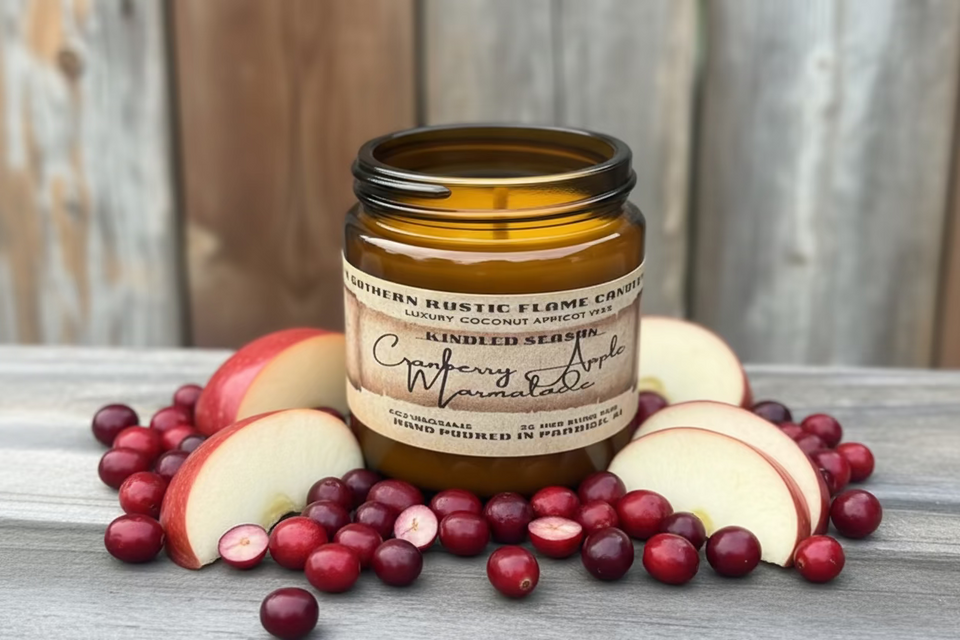 Cranberry Apple Marmalade – 4oz Amber Jar Candle – Wooden Wick