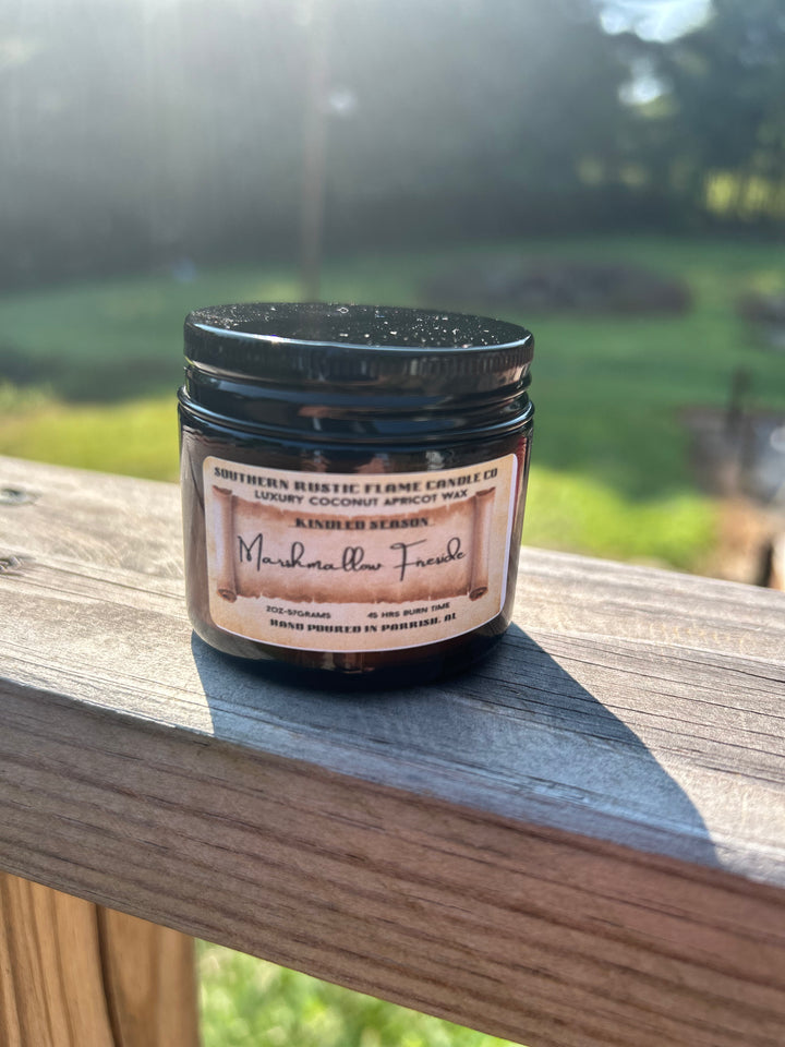 Marshmallow Fireside – 2oz Amber Jar Candle – Wooden Wick