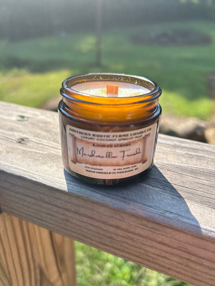 Marshmallow Fireside – 2oz Amber Jar Candle – Wooden Wick
