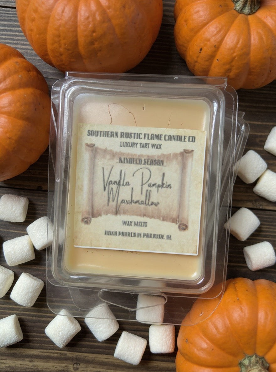 Vanilla Pumpkin Marshmallow Fragrance-Wax Melts-Hand Poured-Southern Rustic Flame