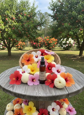 4oz- White Peach & Hibiscus Scented- Hand -Poured Room & Linen Spray