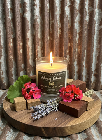 Mahogany Teakwood-10oz- Hand Poured Scented Candle- Southern Rustic Candle Co