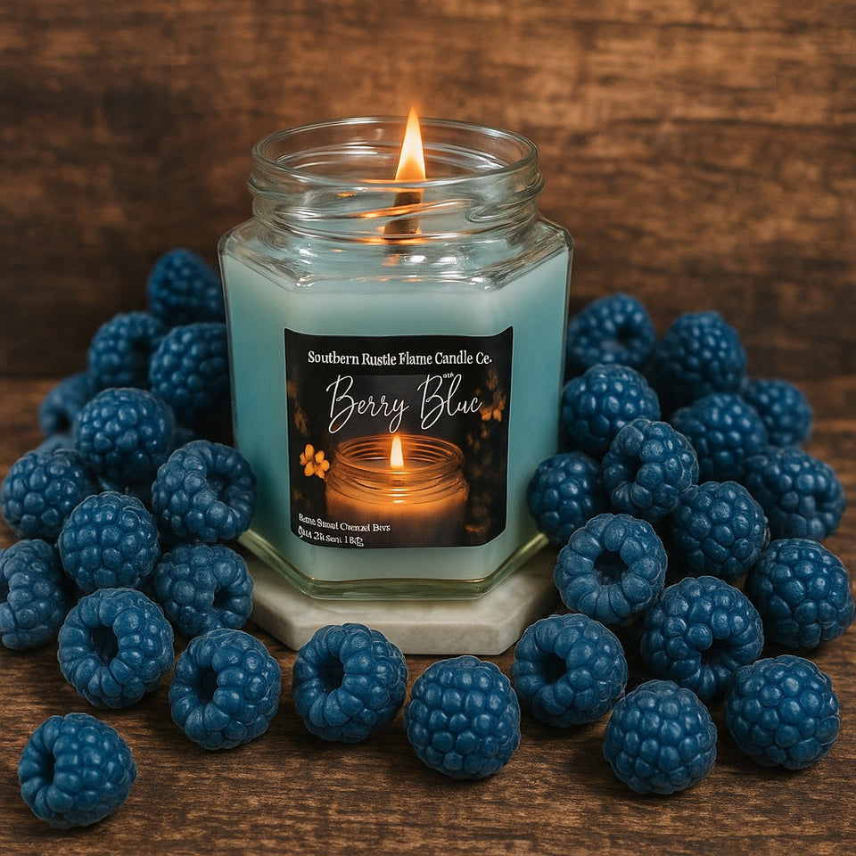 Berry Blue – 9oz Hexagon Jar Candle – Wooden Wick