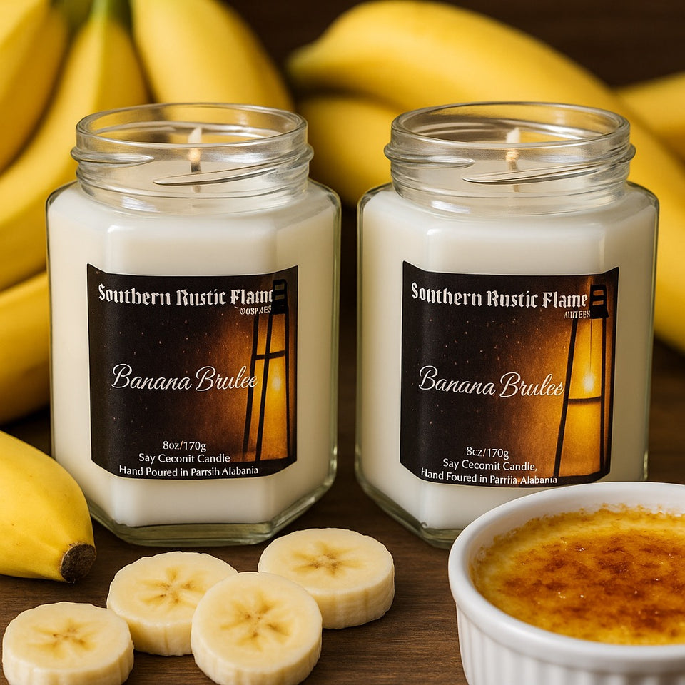 Banana Brûlée – 6oz Hexagon Jar Candle – Cotton Wick